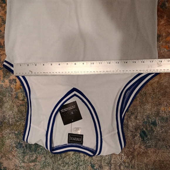 NWT Andrew Christian Men's White and Blue Sleeveless Muscle Shirt Size Medium - Picture 6 of 7